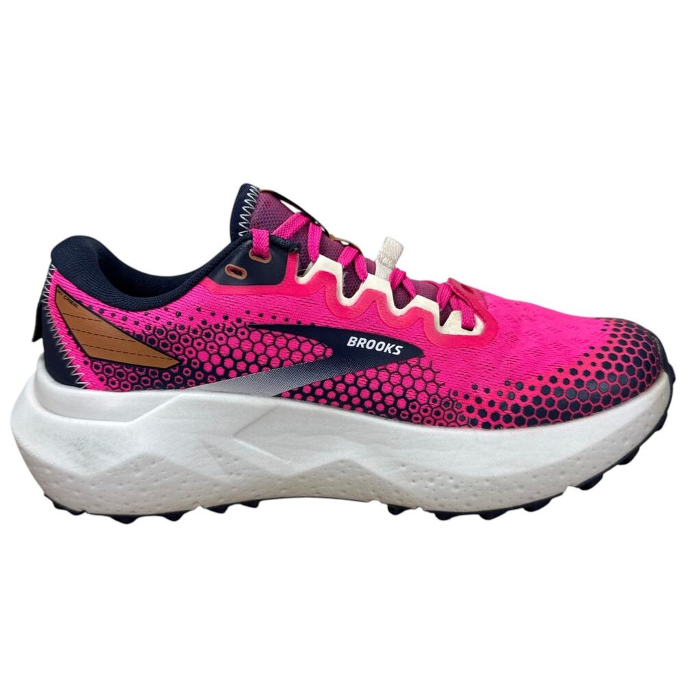 Brooks Caldera 6 Womens 7 Trail Running Shoes Pink Glo Navy Max Cushion Sneaker